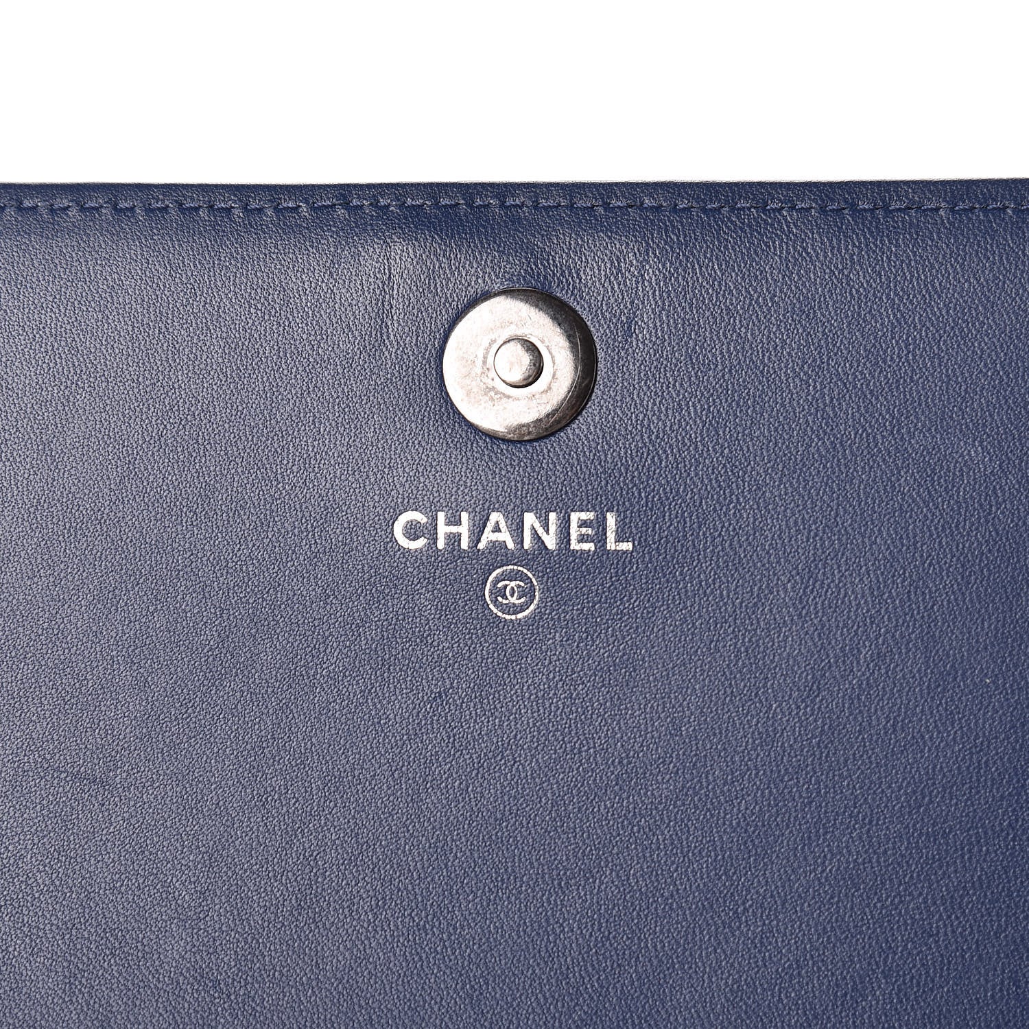 Chanel Lambskin Quilted Boy Wallet On Removable Chain WOC Navy Blue 6 of 13