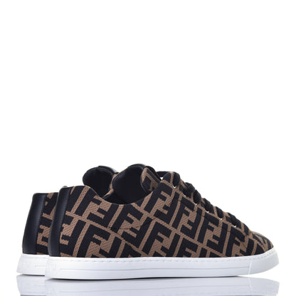 Fendi Tech Fabric FF Mens Lace Up Low Top Sneakers 7 Tobacco Black 4 of 9
