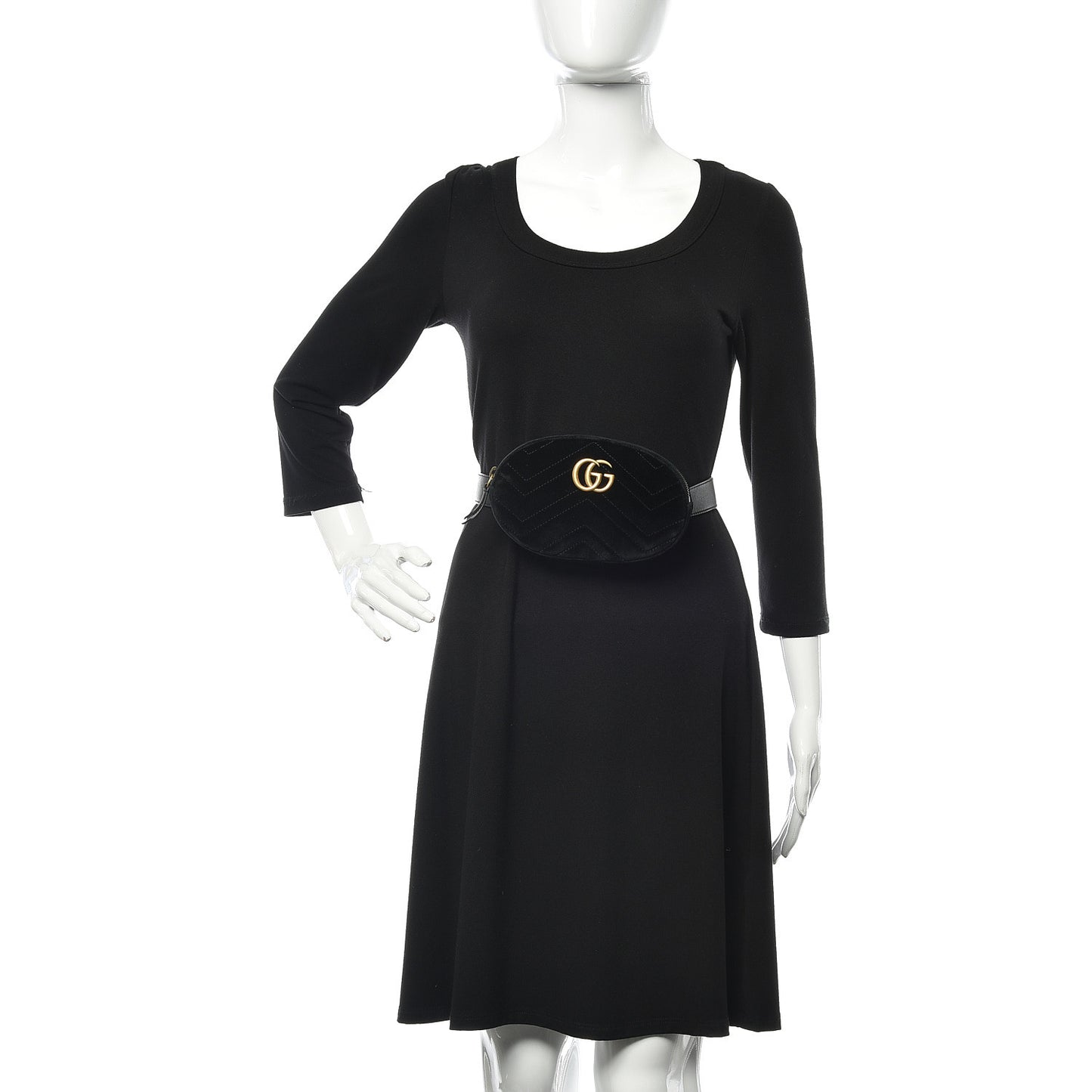 Velvet Matelasse GG Marmont Belt Bag 85 34 Black