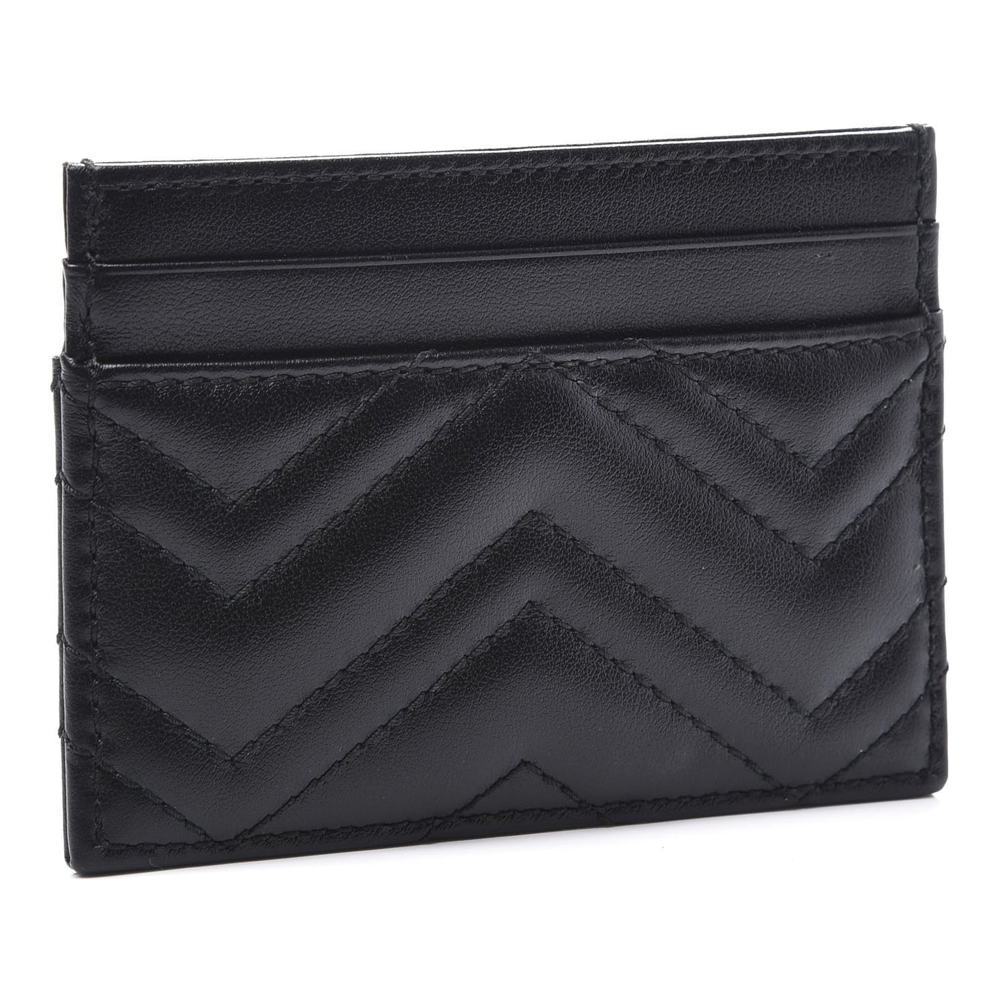 Calfskin Matelasse GG Marmont Card Holder Black