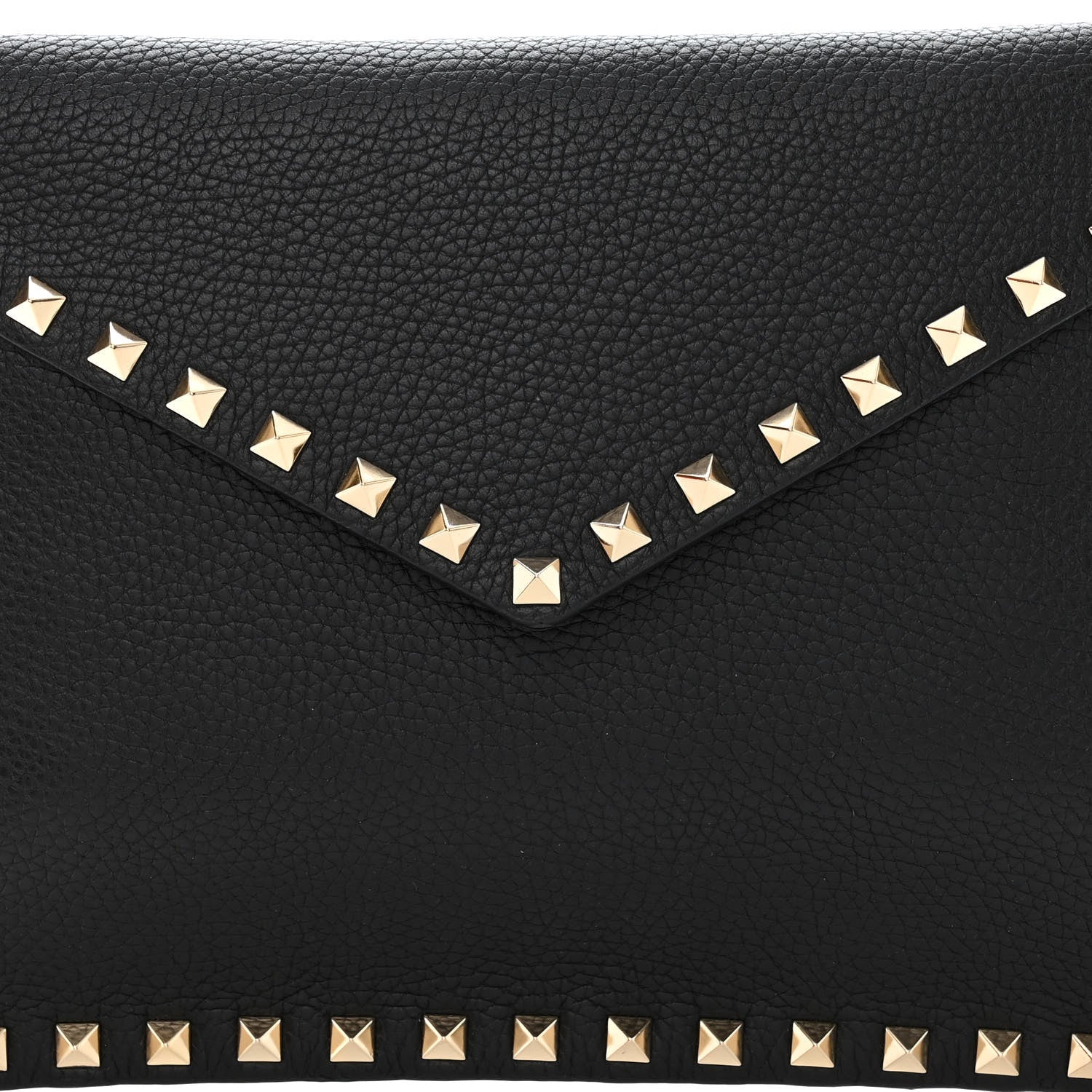 Valentino Garavani Pebbled Calfskin Large Rockstud Envelope Clutch Black 6 of 9