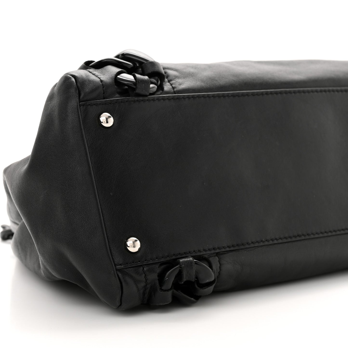 Calfskin Modern Chain Rhodoid East West Tote Black