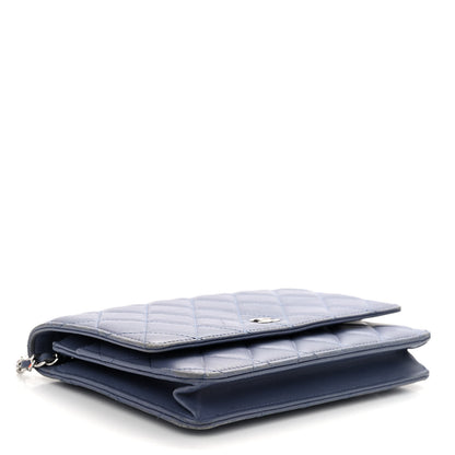 Chanel Lambskin Quilted Wallet On Chain WOC Blue 5 of 13