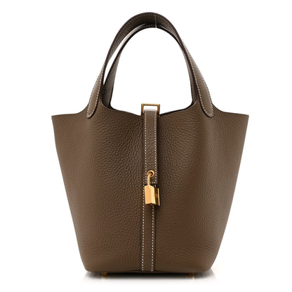 Hermes Taurillon Clemence Picotin Lock 18 PM Etoupe 1 of 10