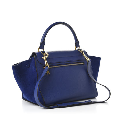 Celine Drummed Calfskin Suede Small Trapeze Indigo 3 of 11
