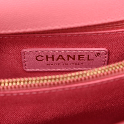 Chanel Caviar Chevron Quilted Small Coco Handle Flap Pink 6 of 10