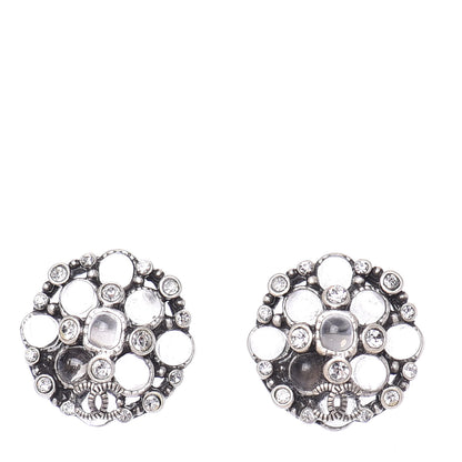 Chanel Crystal CC Round Earrings Silver 1 of 5