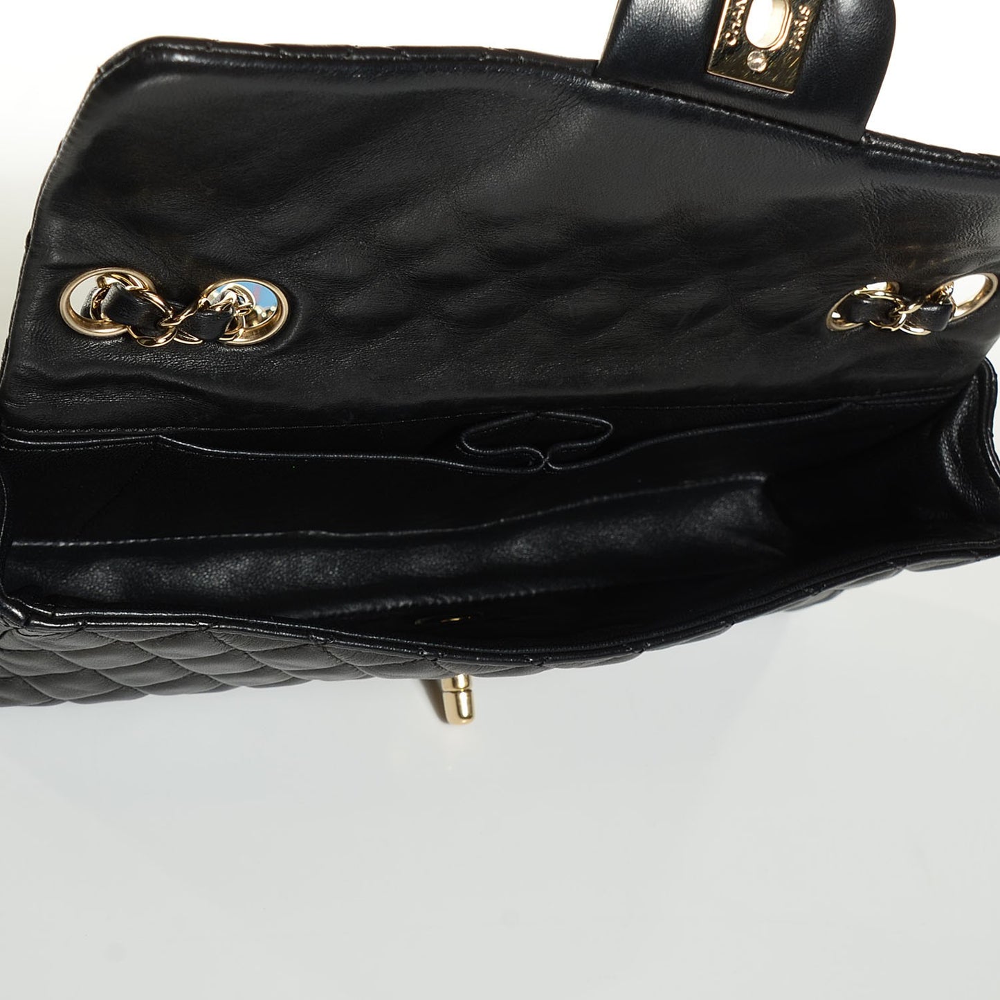 Lambskin Quilted East West Valentine Charms Flap Black