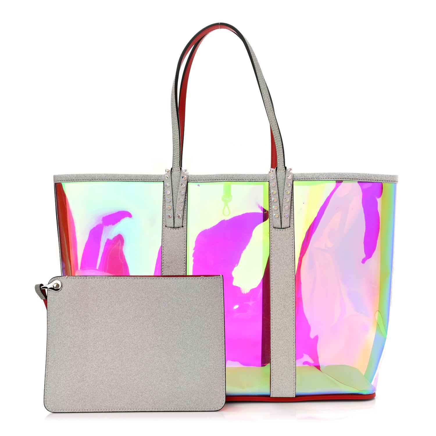 Christian Louboutin PVC Spikes East West Cabata Tote Silver 1 of 11