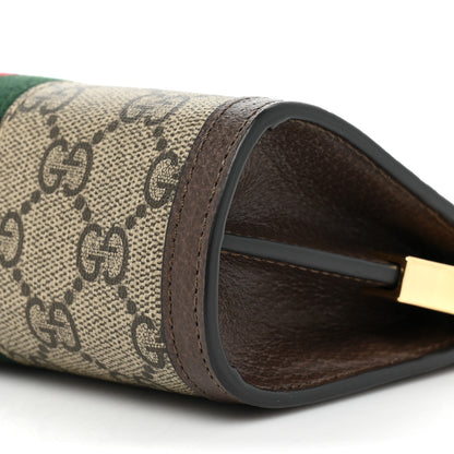 Gucci GG Supreme Monogram Textured Dollar Calfskin Web Mini Ophidia Chain Shoulder Bag Beige Ebony New Acero 9 of 9