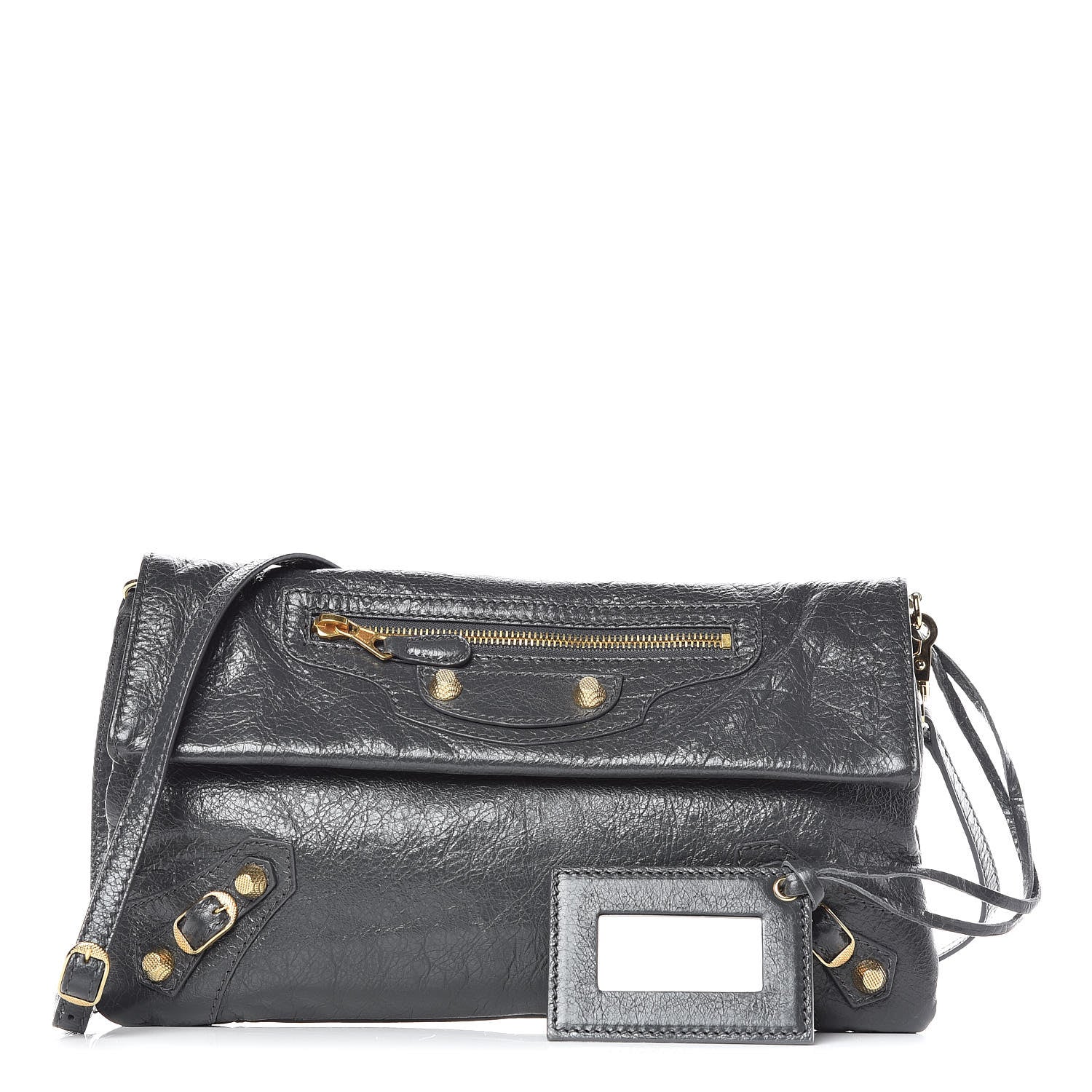 Balenciaga Agneau Giant 12 Gold Hardware Envelope Strap Clutch Gris Fossile 1 of 9