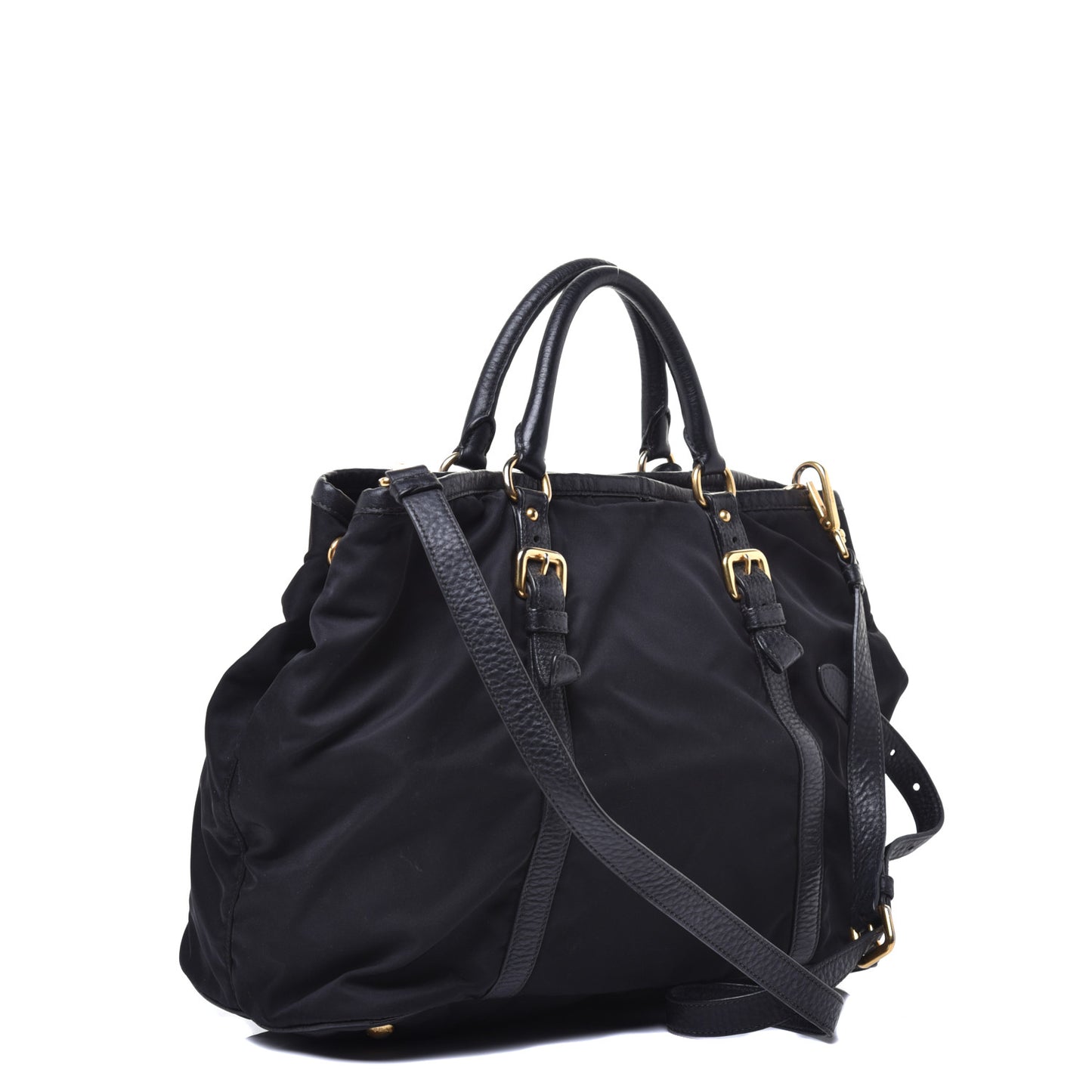 Tessuto Nylon Vitello Daino Tote Black