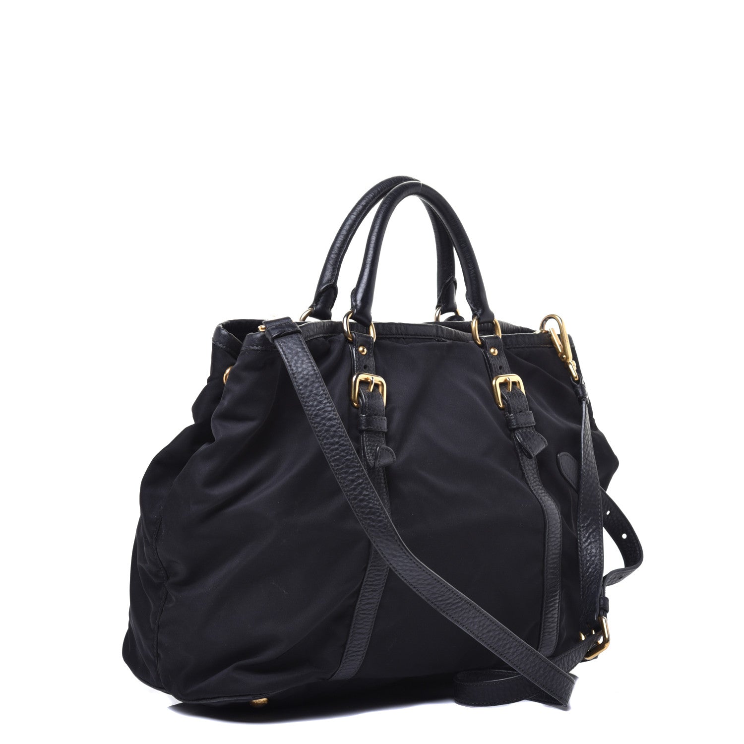 Prada Tessuto Nylon Vitello Daino Tote Black 3 of 8