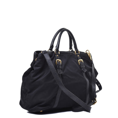 Prada Tessuto Nylon Vitello Daino Tote Black 3 of 8