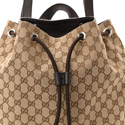 Gucci Monogram Dollar Calfskin O Drawstring Backpack Beige Ebony Testa di Moro Dark Chocolate 7 of 13