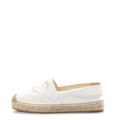 Chanel Fabric Biarritz CC Espadrilles 39 White Gold 1 of 10