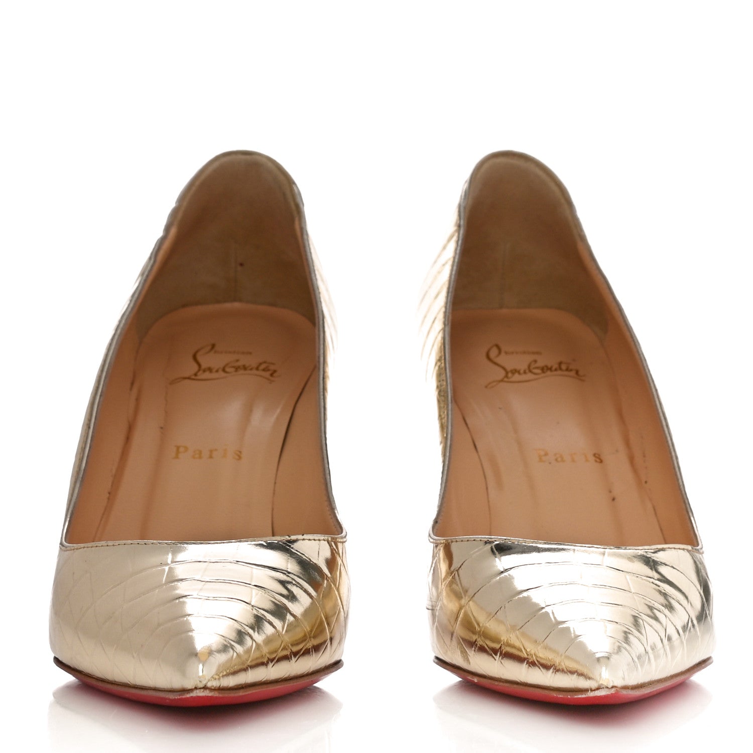 Christian Louboutin Metallo Cocco Clare 80 Pumps 38 Platine 2 of 10