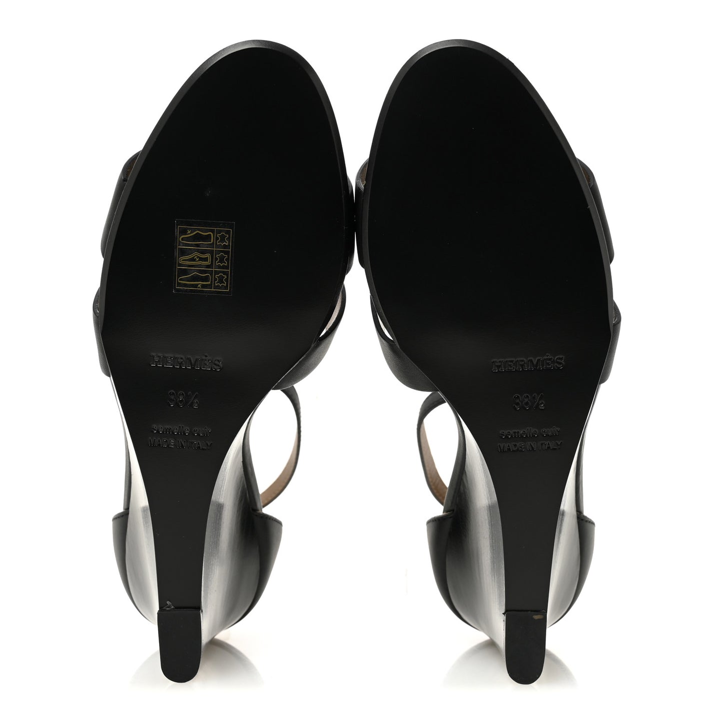 Calfskin Legend Wedge Sandals 38.5 Black