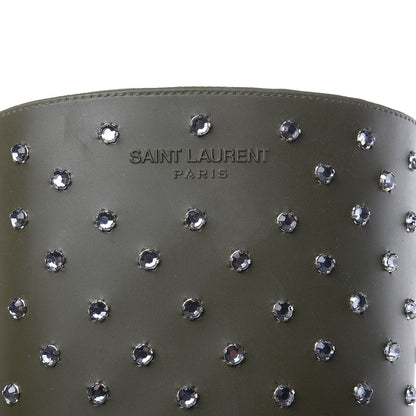 Saint Laurent Rubber Studded Festival Rain Boots 37 New Kaki Fonce 6 of 9