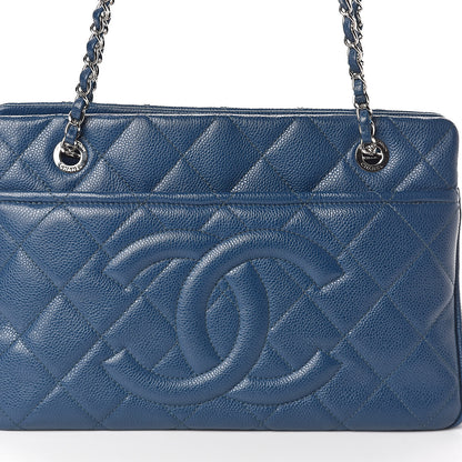 Chanel Caviar Quilted CC Timeless Soft Tote Blue 8 of 10