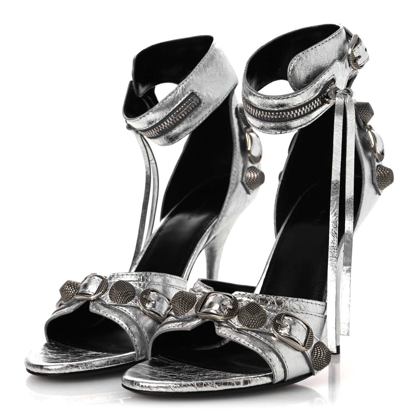 Metallic Agneau Arena Cagole 110mm Sandals 38 Silver 38 Silver