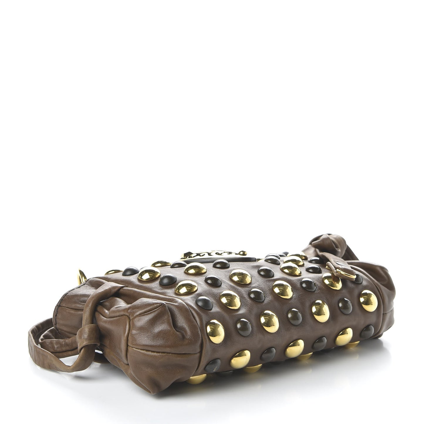 Calfskin Studded Babouska Clutch Brown
