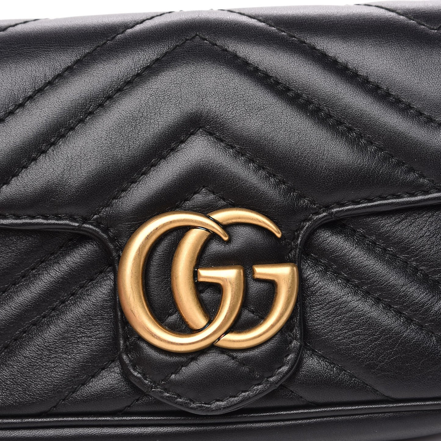 Calfskin Matelasse Super Mini GG Marmont Shoulder Bag Black