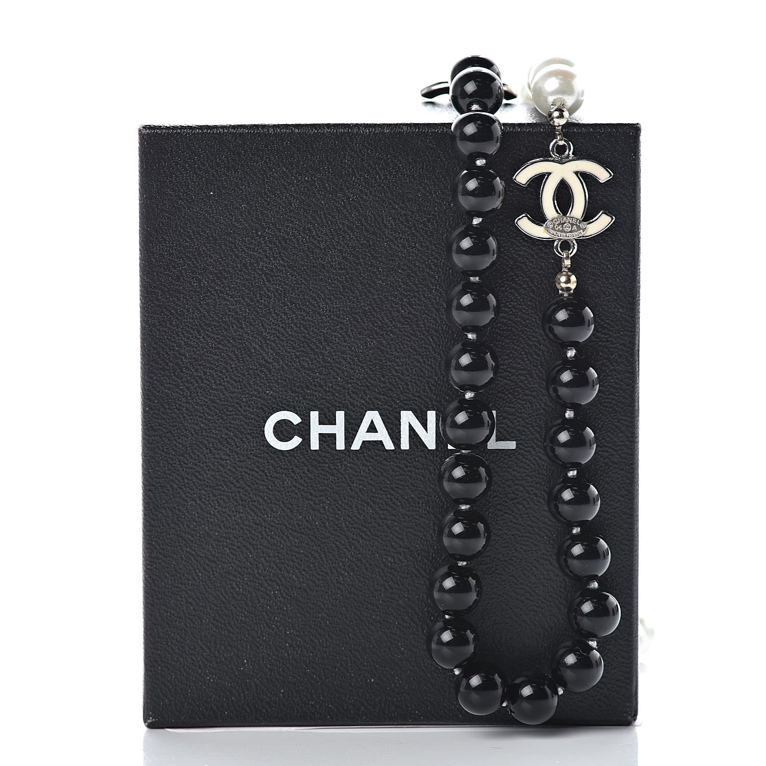 Chanel Pearl Beaded Enamel CC Long Necklace Black White 6 of 6