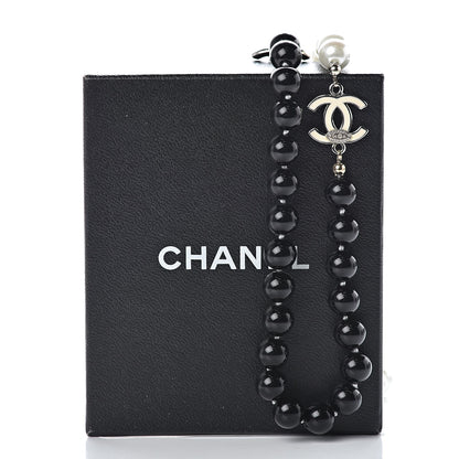 Chanel Pearl Beaded Enamel CC Long Necklace Black White 6 of 6