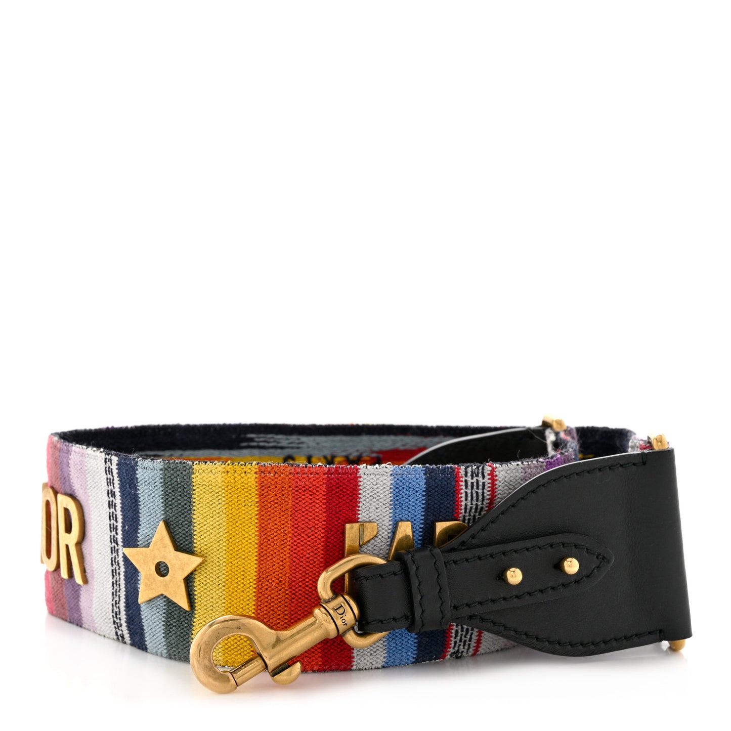 Canvas Embroidered Studded Rainbow J’Adior Shoulder Strap