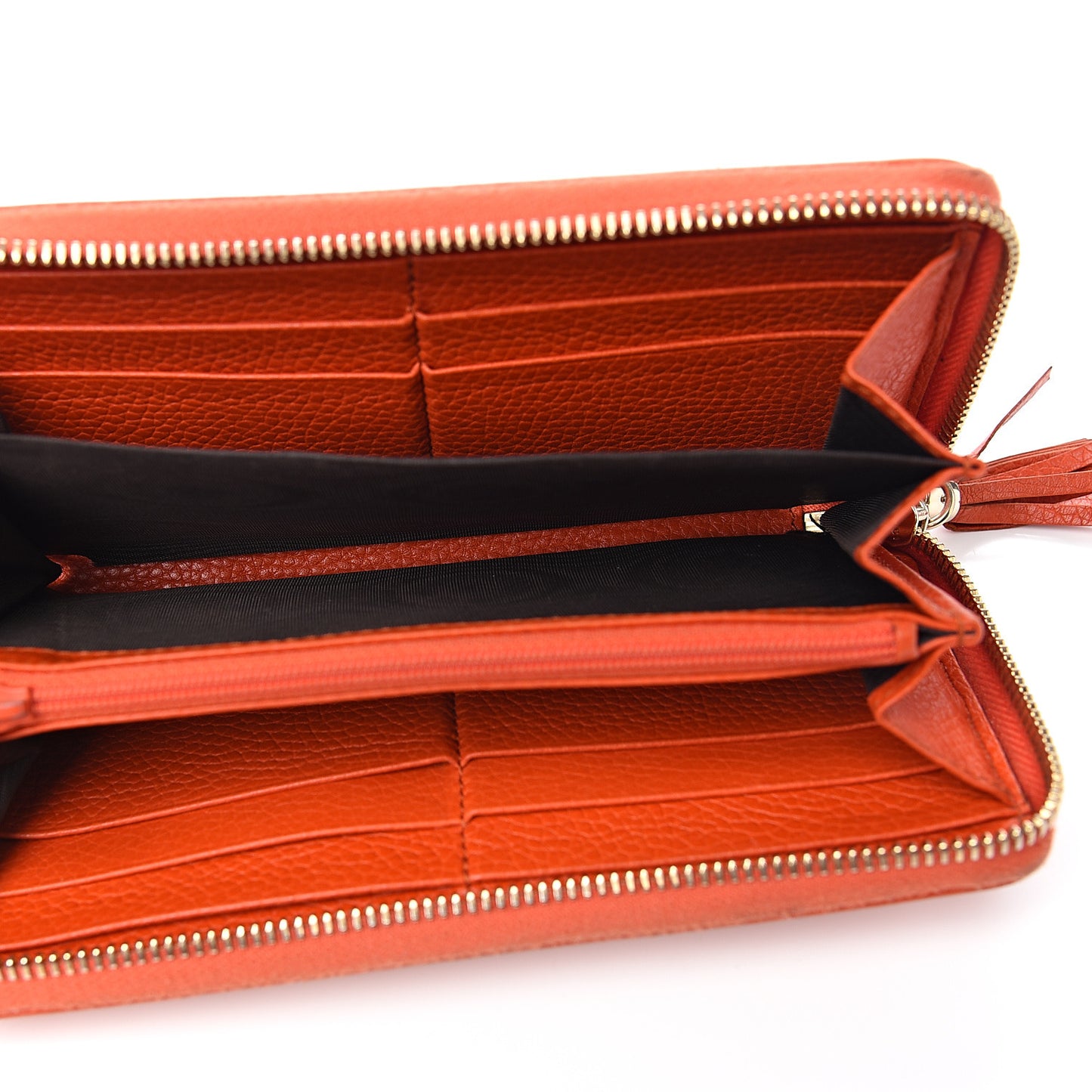 Pebbled Calfskin Soho Zip Around Wallet Sun Orange