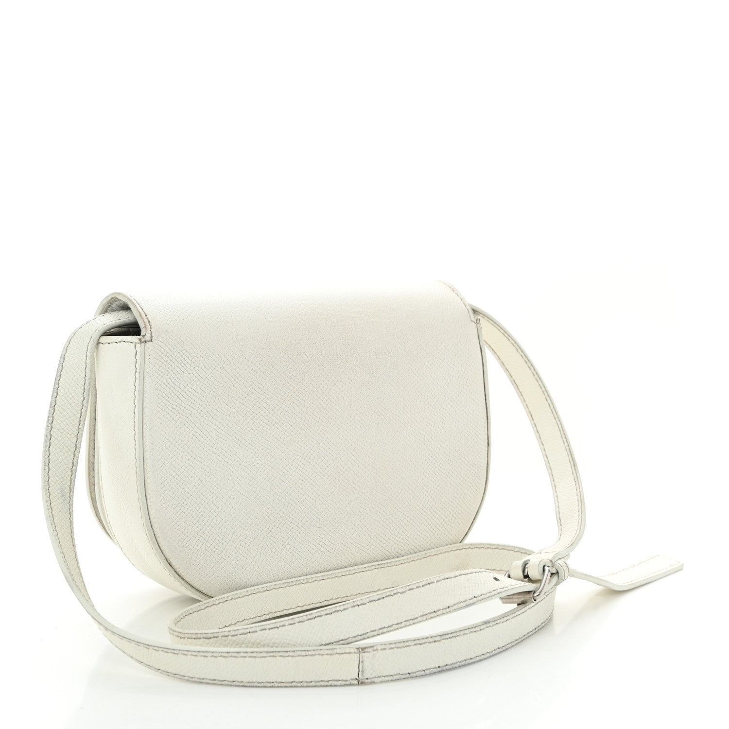 Balenciaga Grained Calfskin Logo Print Ville Day Bag XS White