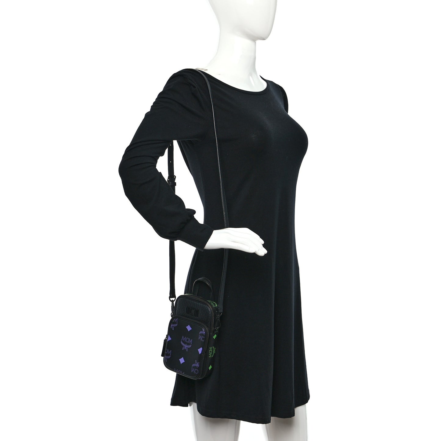 Calfskin Color Splash Mini Crossbody Black Purple Green