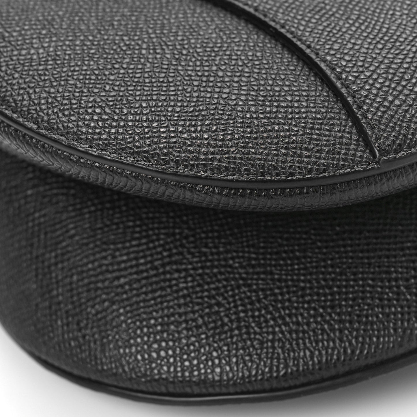 Grained Calfskin Saddle Bag With Strap Black