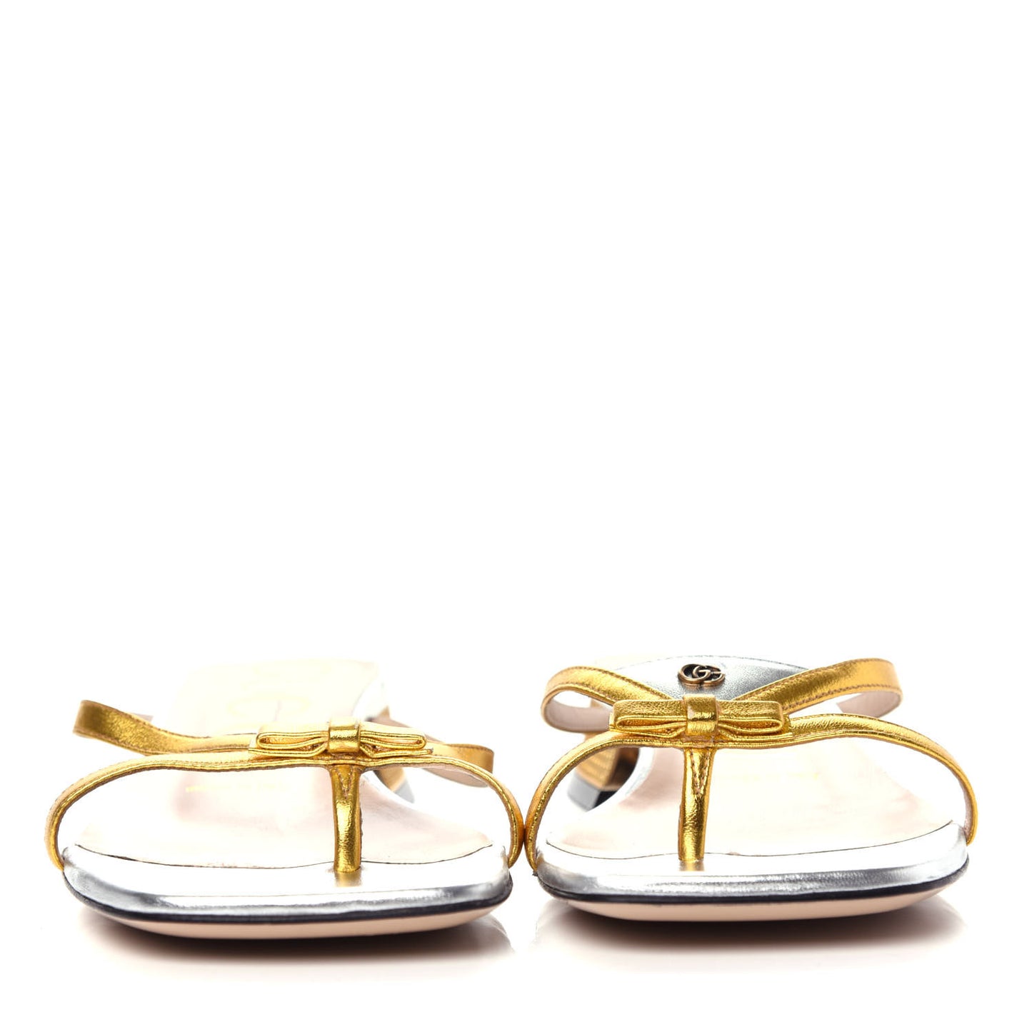 Calfskin Bow Thong Sandal 37 Gold
