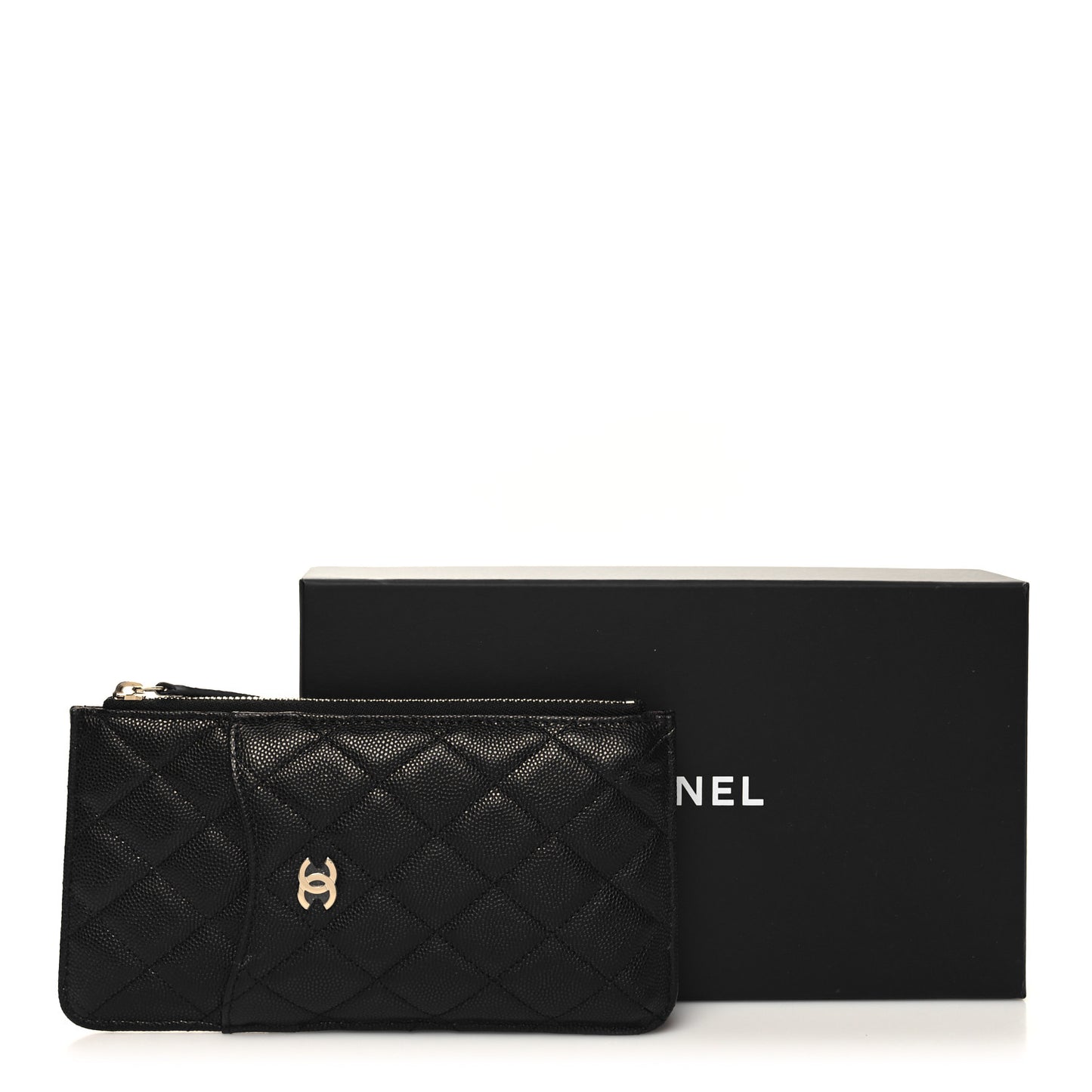 Caviar Quilted Classic Flat Wallet Pouch Black