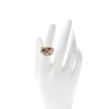 Van Cleef & Arpels 18K Yellow Gold Diamond Sapphire Ruby Dome Ring 53 6.5 2 of 5