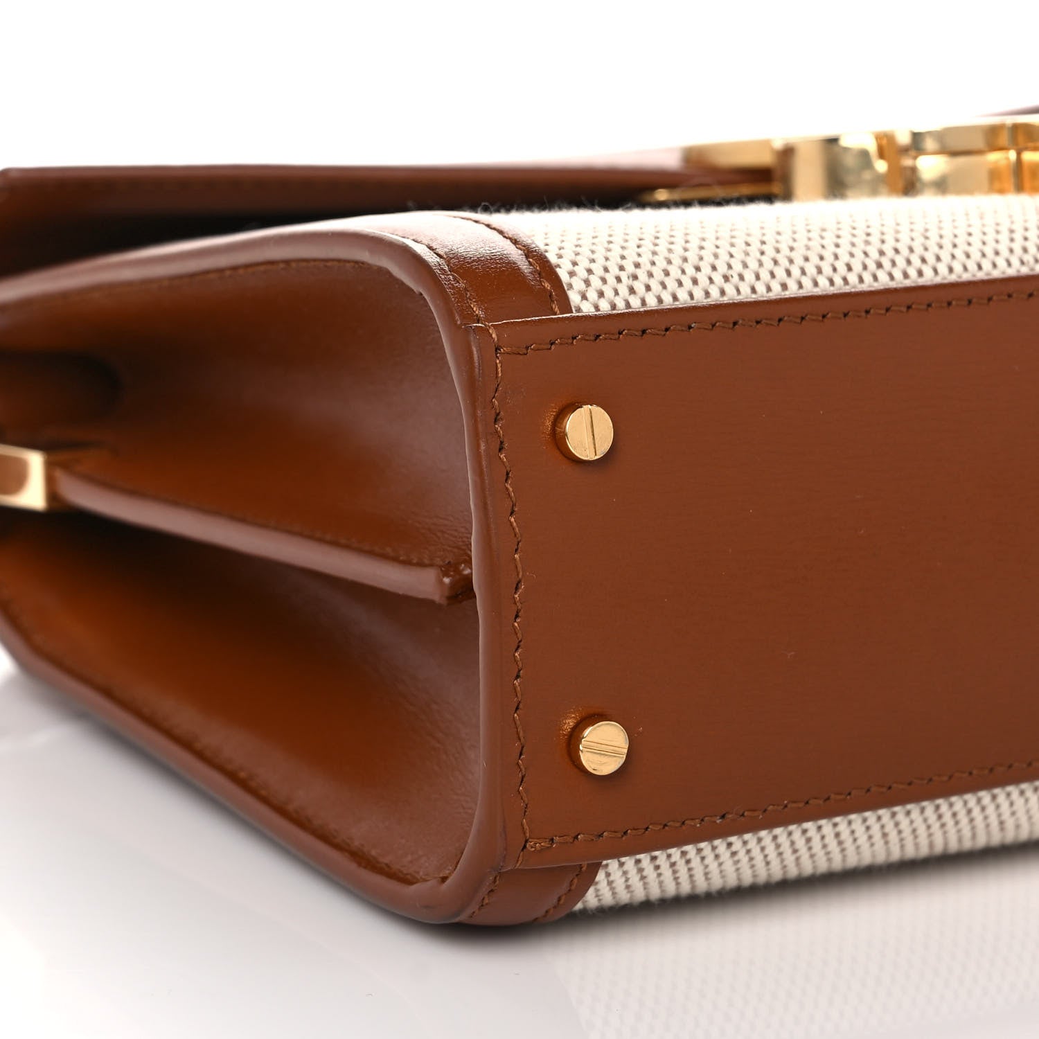 Saint Laurent Canvas Calfskin Mini Classic Monogram Cassandra Top Handle Tan Natural 8 of 10