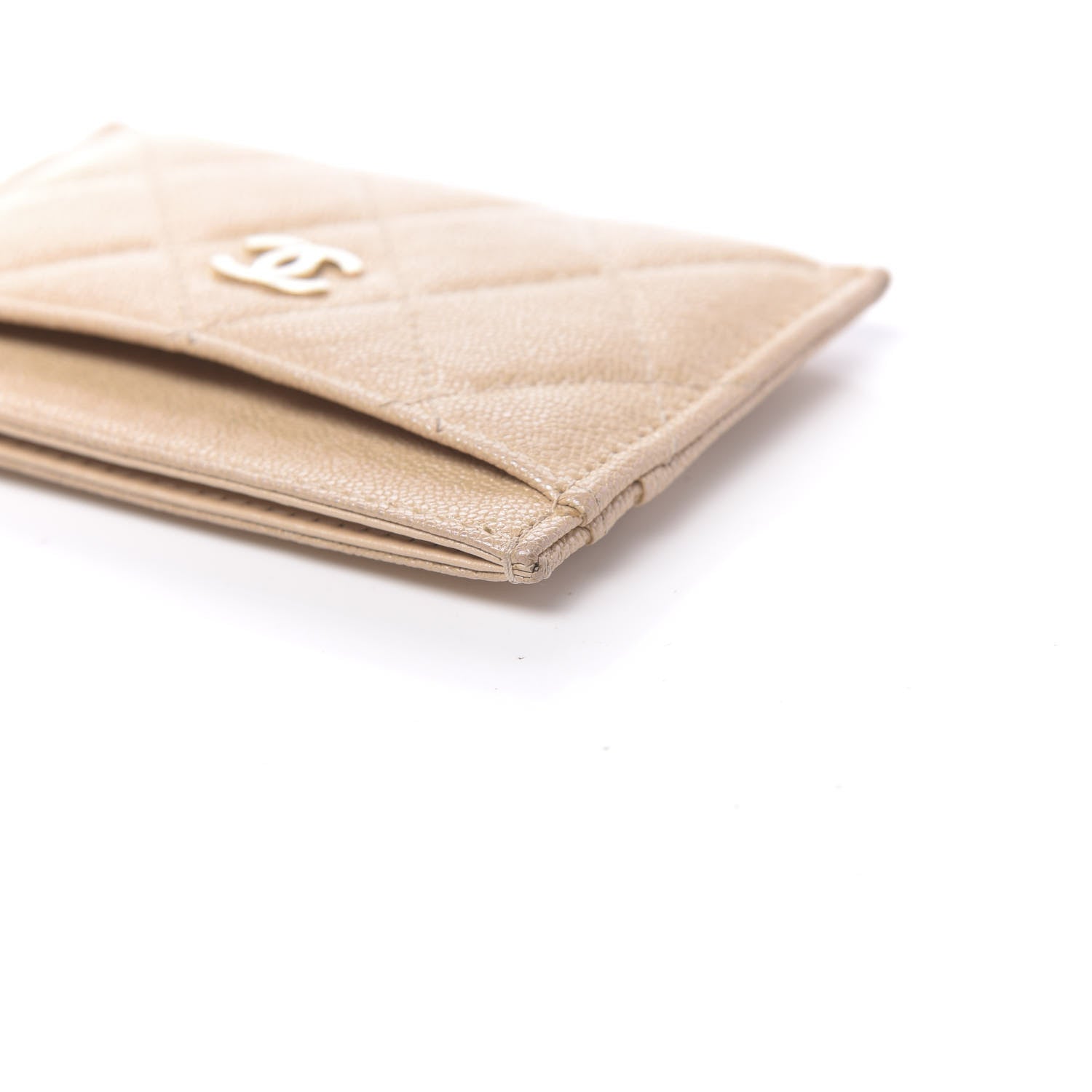 Chanel Iridescent Caviar Quilted Card Holder Beige 12 of 13