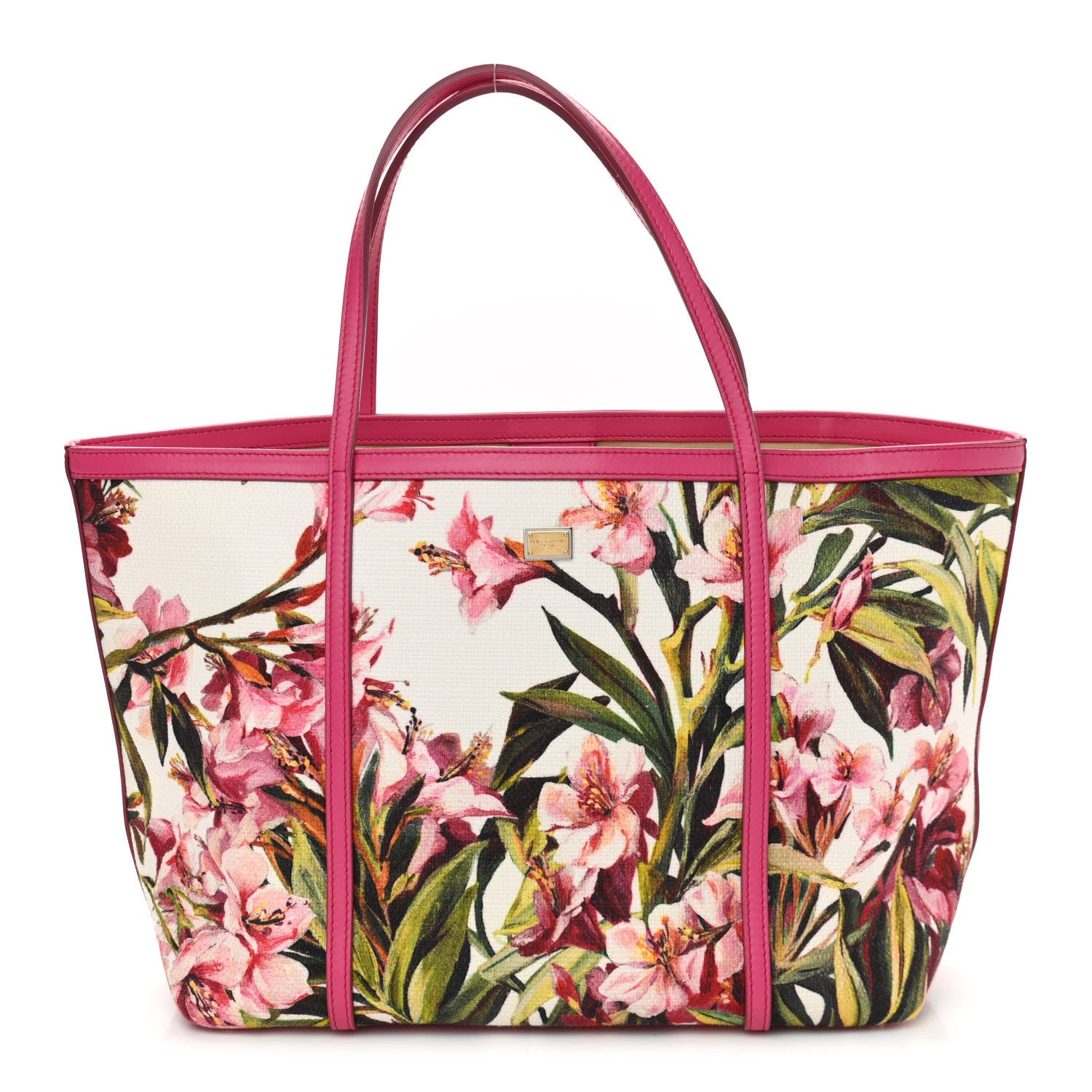 Dolce & Gabbana Canvas Floral Printed Escape Tote Pink 1 of 15