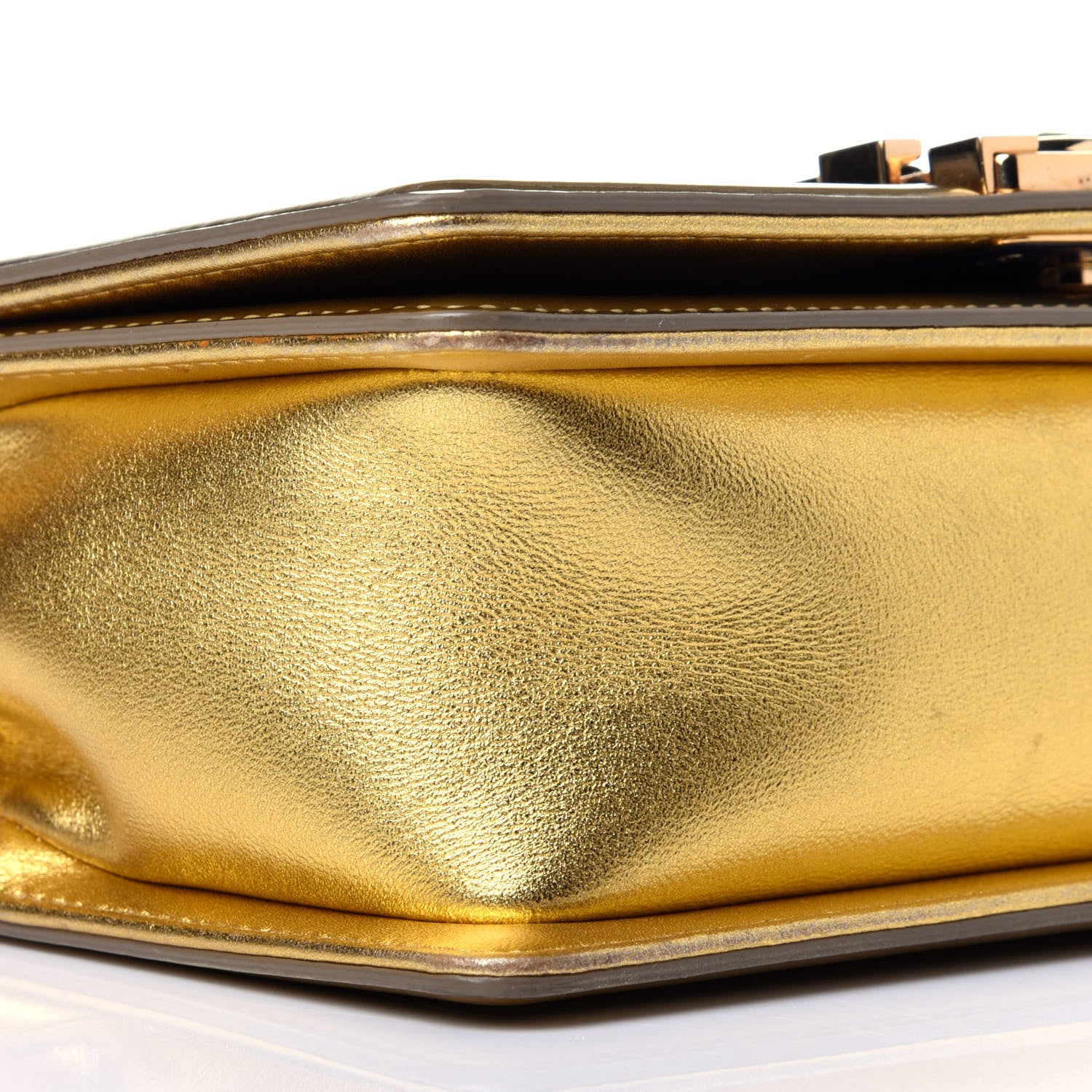 Chanel Metallic Patent Calfskin Quilted Small Boy Flap Gold 8 of 12
