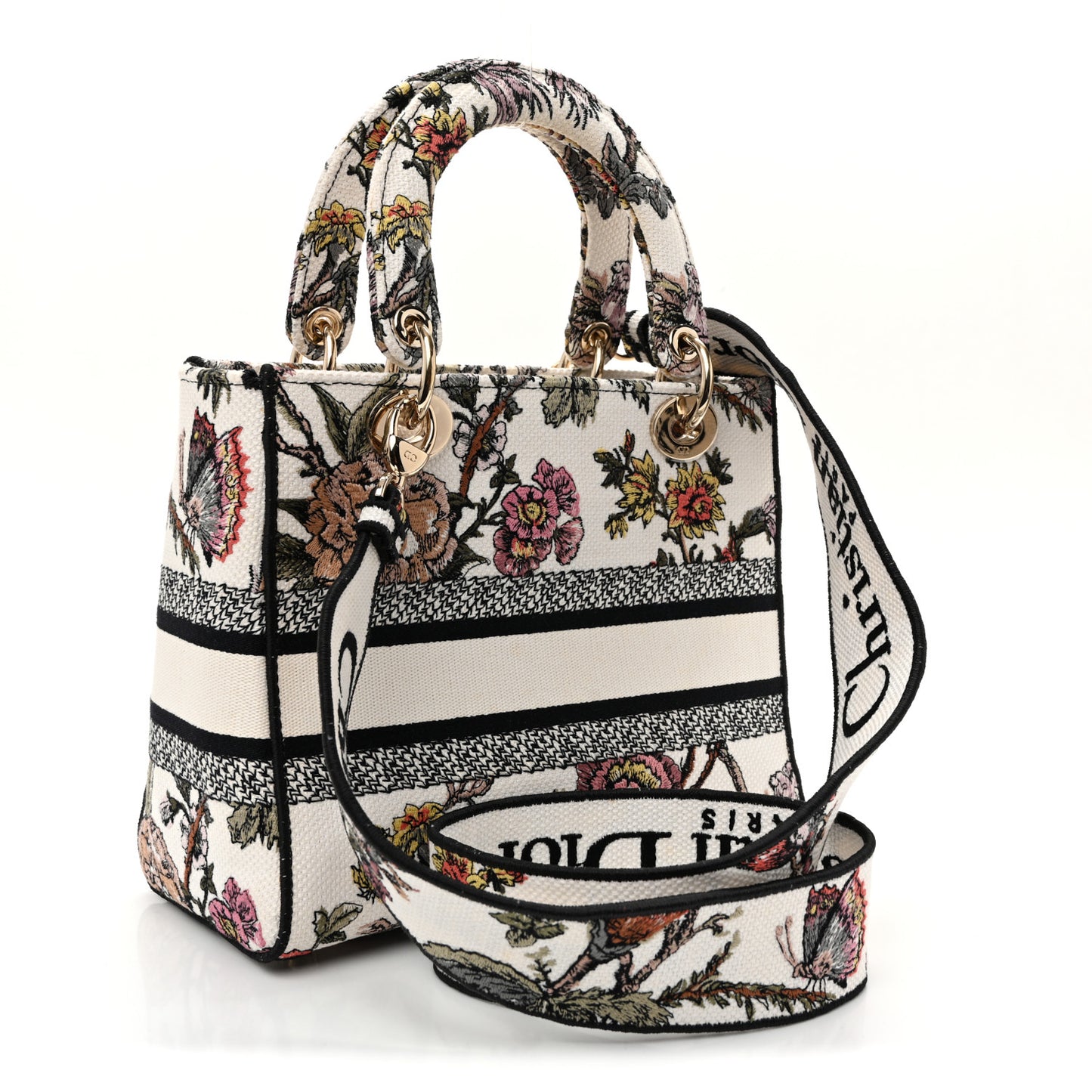Canvas Embroidered Jardin Botanique Medium Lady D-Lite White Multicolor