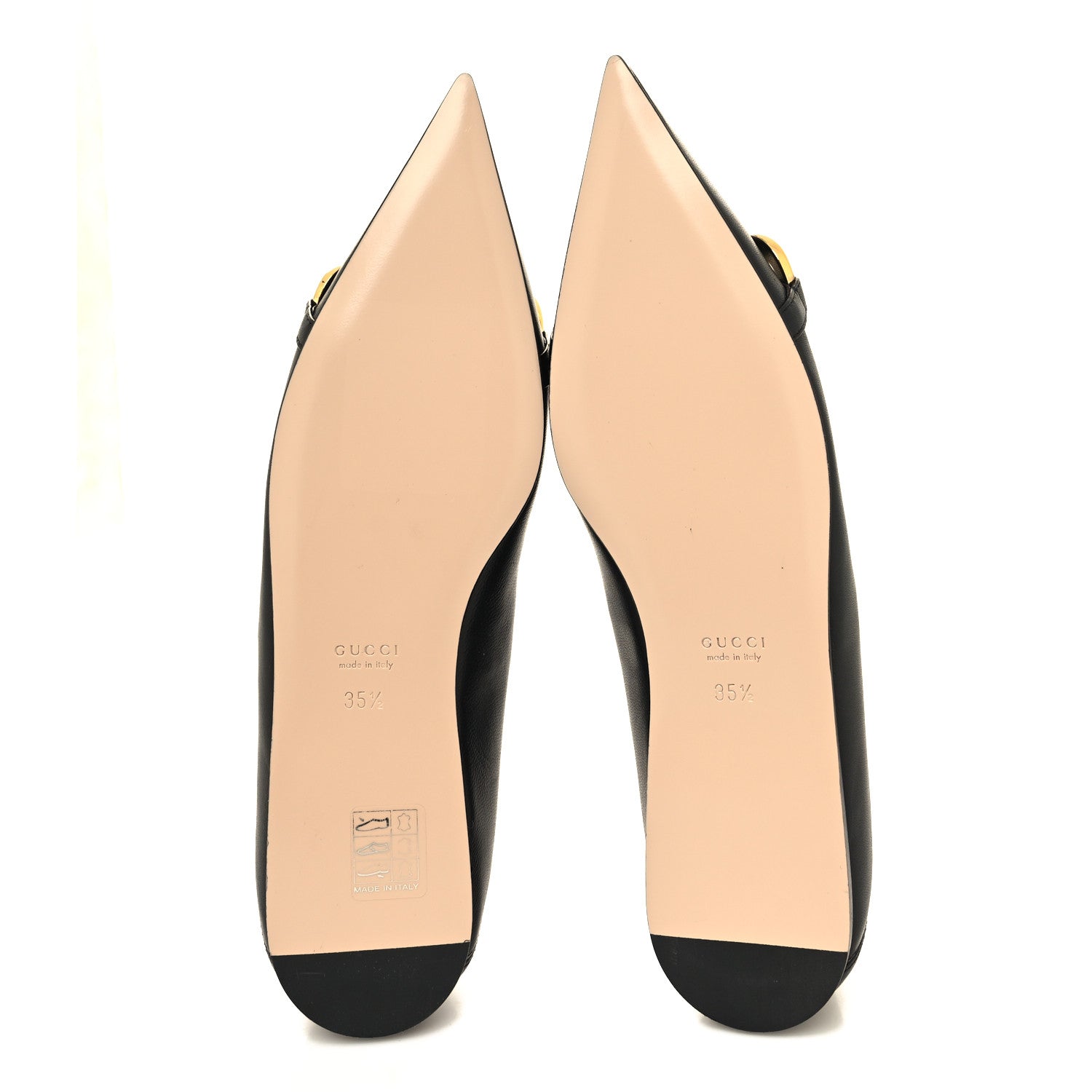 Gucci Nappa Lumiere Deva Horsebit Chain Embellished Flats 35.5 Black 5 of 9