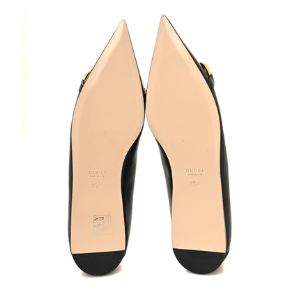 Gucci Nappa Lumiere Deva Horsebit Chain Embellished Flats 35.5 Black 5 of 9