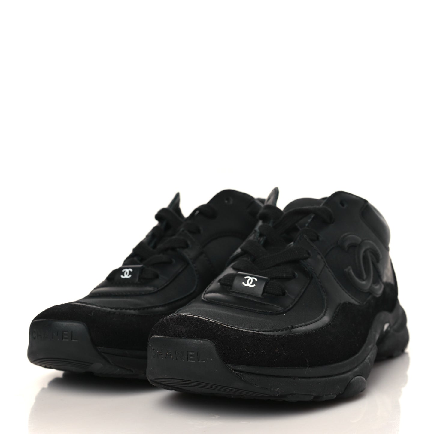 Toile Suede Calfskin CC Sneakers 38 Black