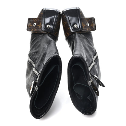 Louis Vuitton Calfskin Monogram Patti Wedge Half Boots 39 Black 2 of 10