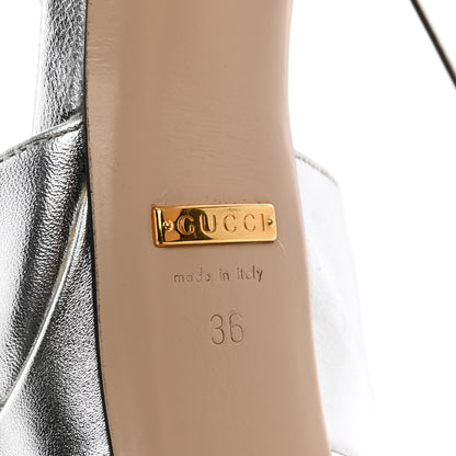 Gucci Metallic Nappa T Strap Platform Pumps 36 Argento 6 of 7