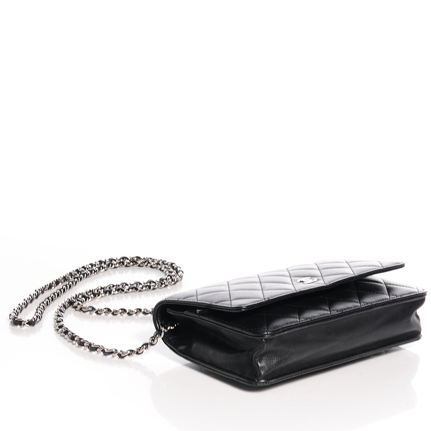 Lambskin Quilted Wallet On Chain WOC Black