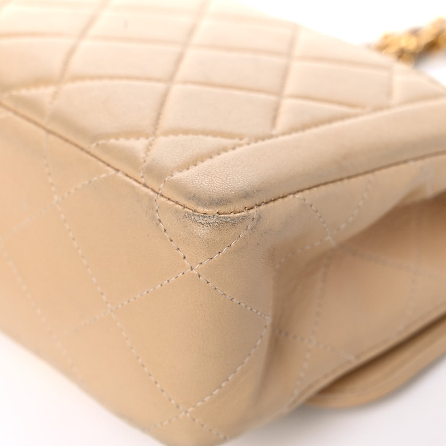 Lambskin Quilted Mini Square Flap Beige