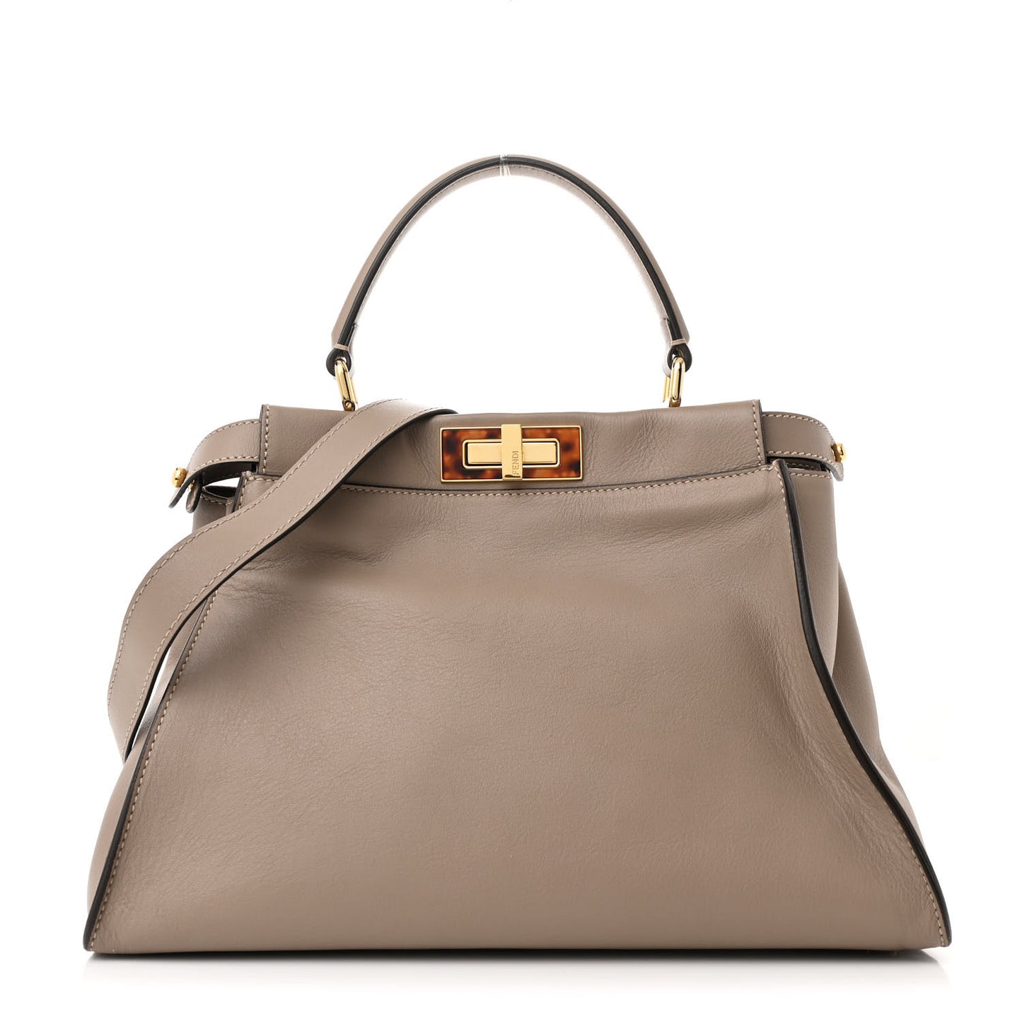 Vitello Seta Shiny Nappa Plexiglass Medium Peekaboo I SEE U Satchel Tortora